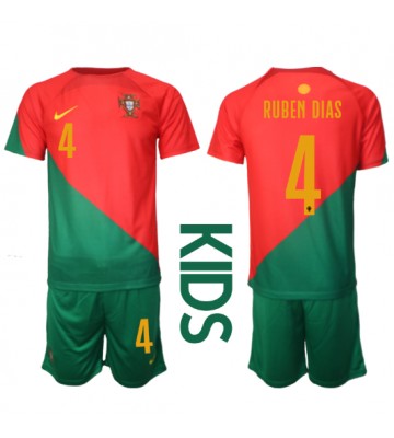 Portugal Ruben Dias #4 Hemmakläder Barn VM 2022 Kortärmad (+ Korta byxor)